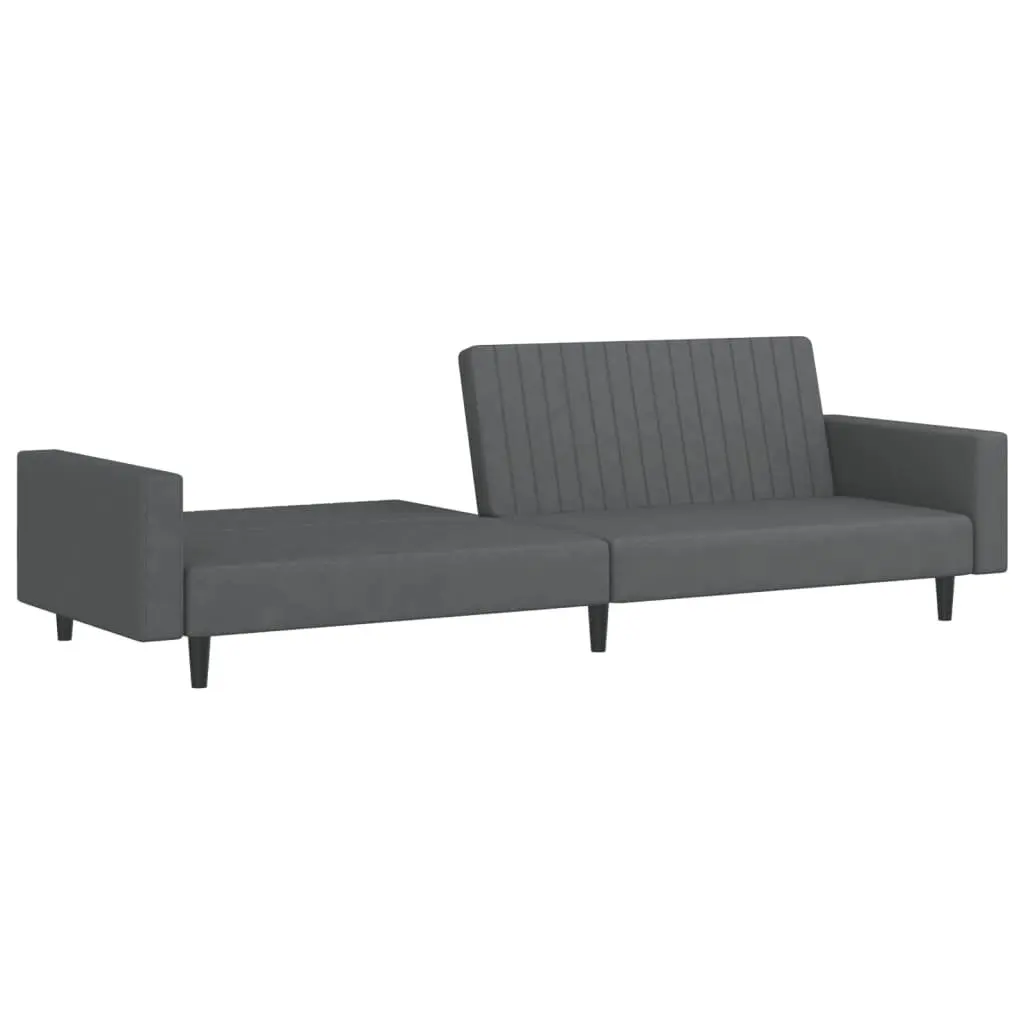 Convertible Sofa Bed Grey Velvet 2 Seater Day Bed Guest Sleeper Couch