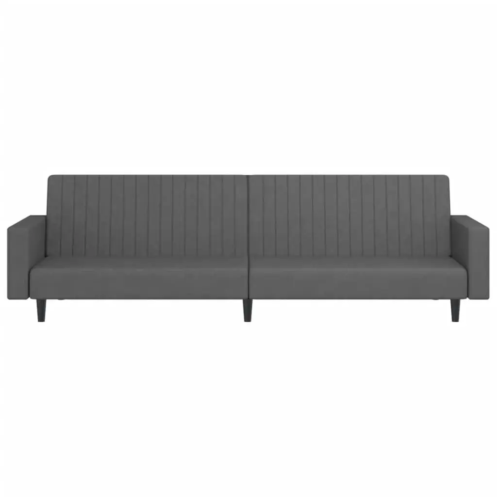 Convertible Sofa Bed Grey Velvet 2 Seater Day Bed Guest Sleeper Couch