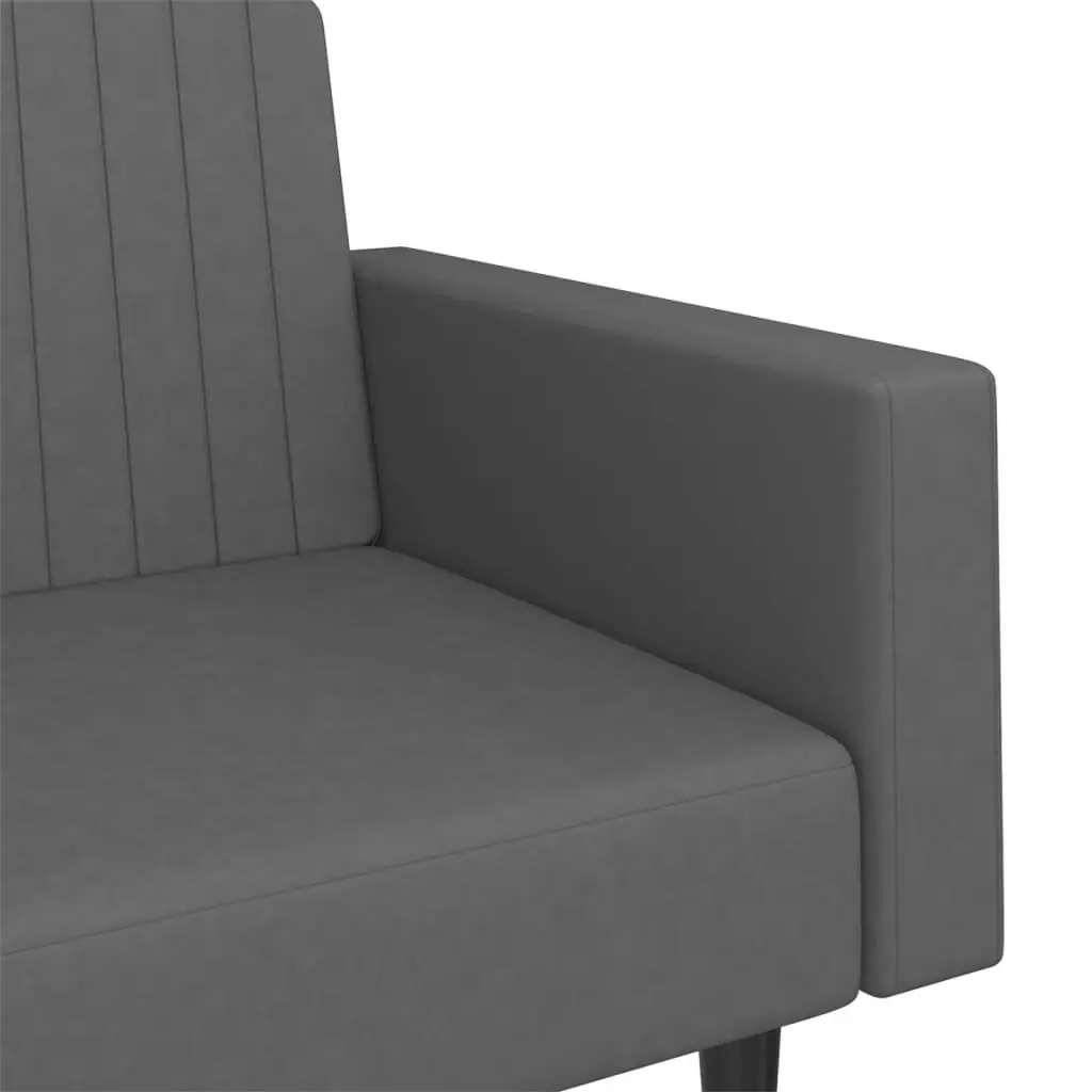 Convertible Sofa Bed Grey Velvet 2 Seater Day Bed Guest Sleeper Couch