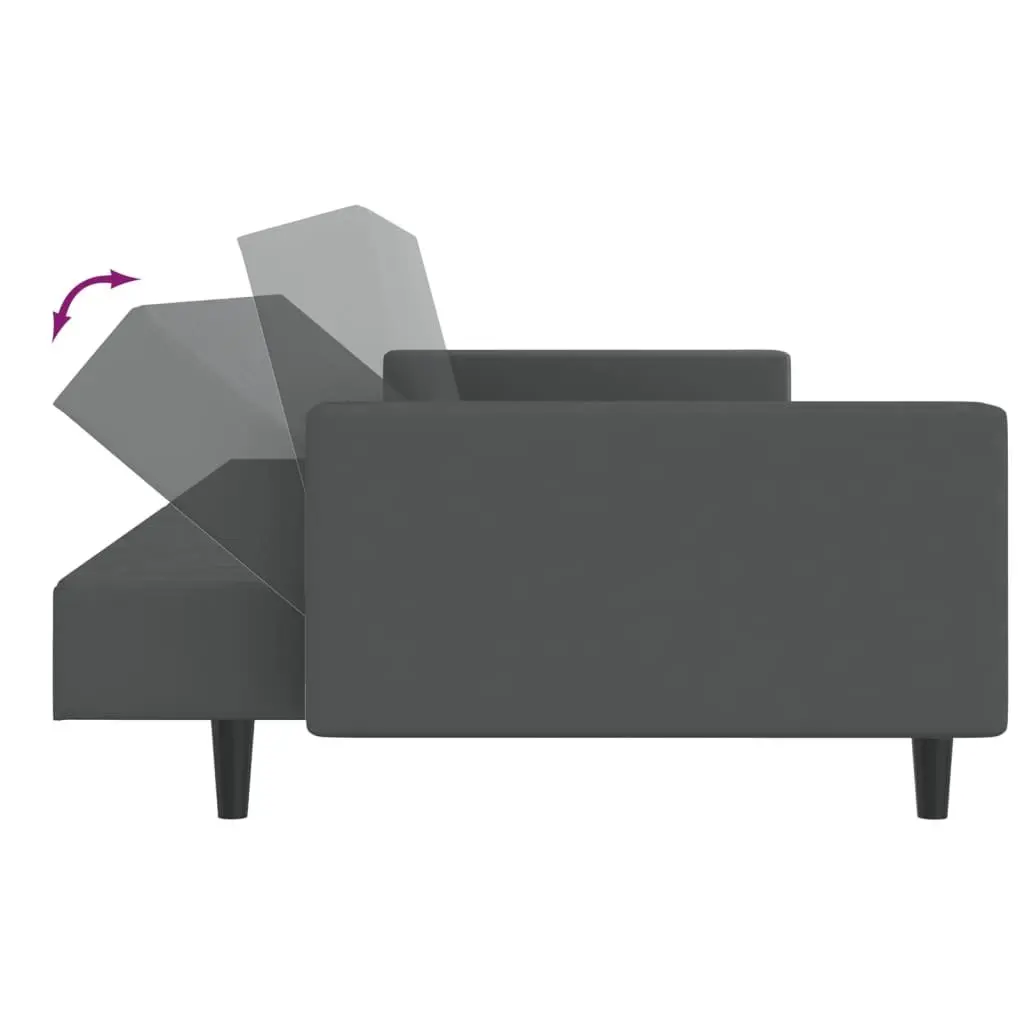 Convertible Sofa Bed Grey Velvet 2 Seater Day Bed Guest Sleeper Couch