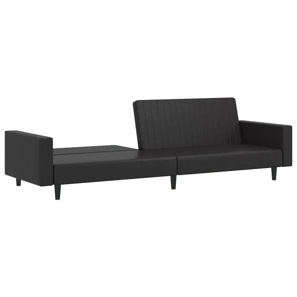 Sofa Bed Convertible 2-Seater Black Faux Leather Day Bed