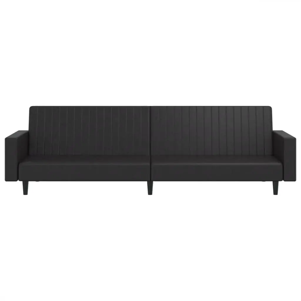 Sofa Bed Convertible 2-Seater Black Faux Leather Day Bed