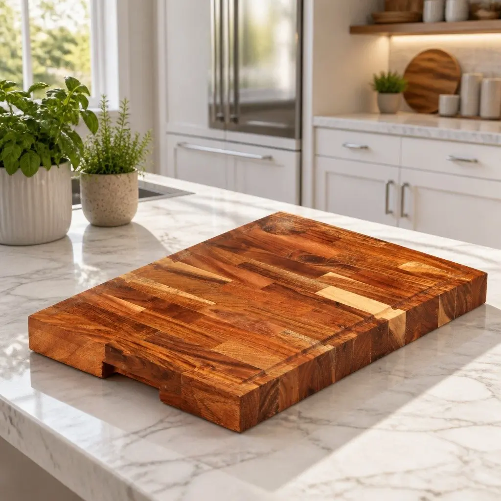 Solid Wood Chopping Board Cutting Serving 42x30x4 cm Brown Acacia