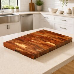 Solid Acacia Wood Chopping Board 60x42x4 cm Kitchen Cutting Board with Juice
