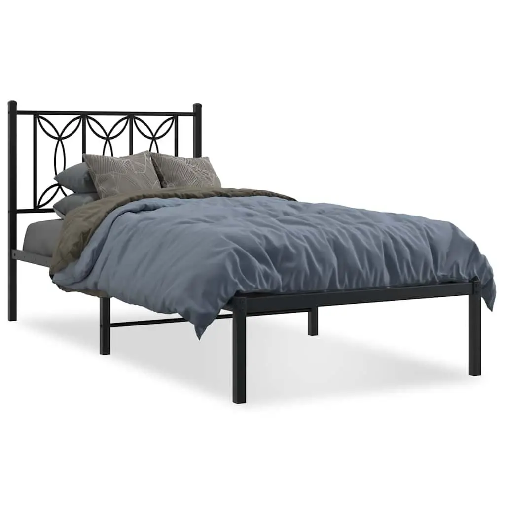 Black Metal Bed Frame with Under-Bed Storage
