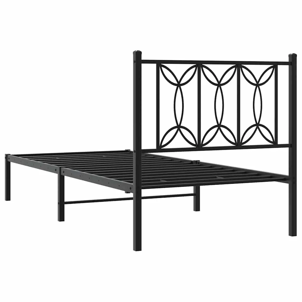 Black Metal Bed Frame with Under-Bed Storage