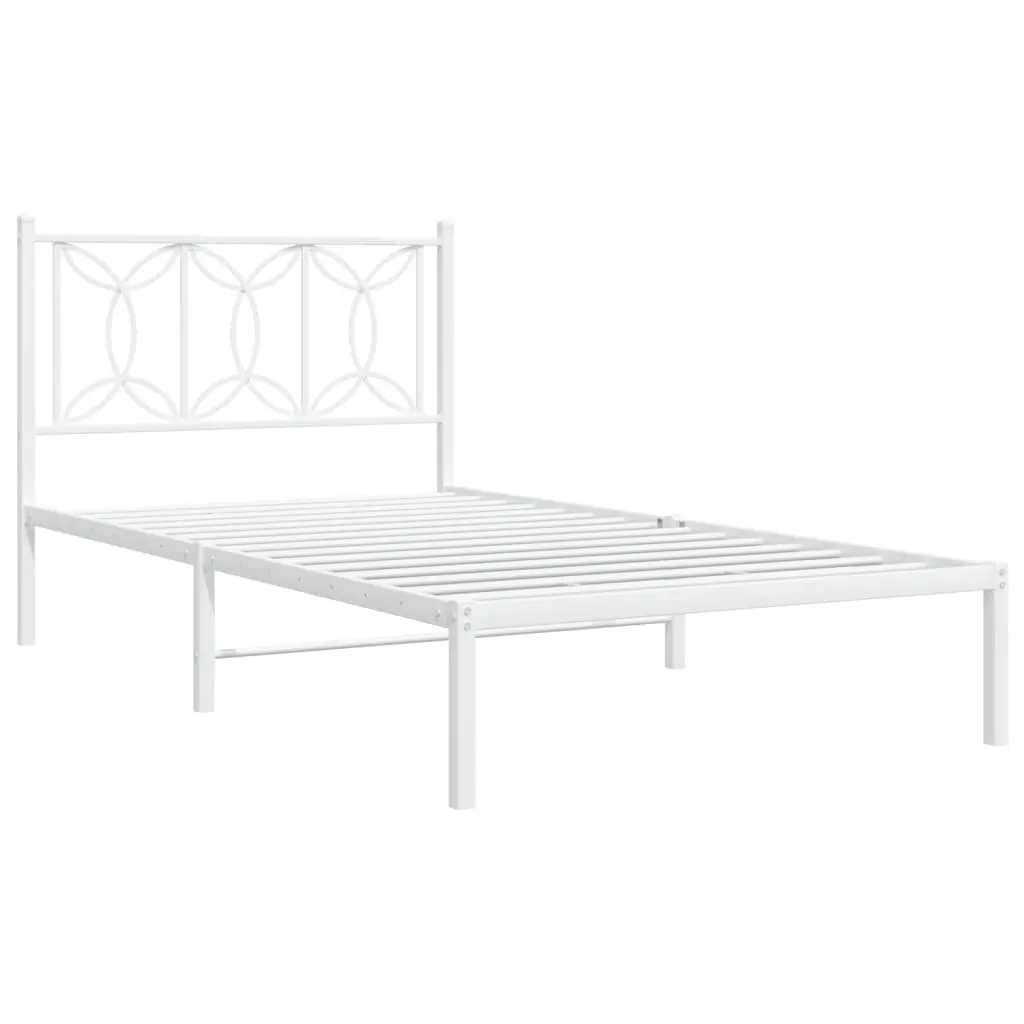 Metal Bed Frame King Single 107x203 cm White Bedroom Headboard Support