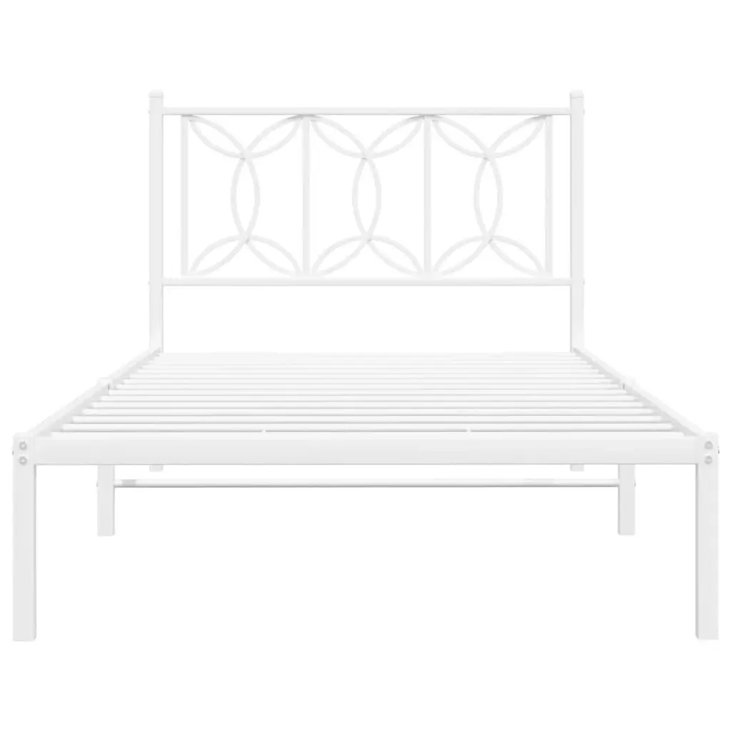 Metal Bed Frame King Single 107x203 cm White Bedroom Headboard Support