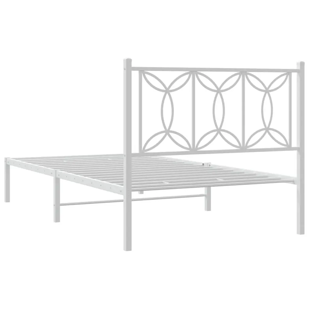 Metal Bed Frame King Single 107x203 cm White Bedroom Headboard Support