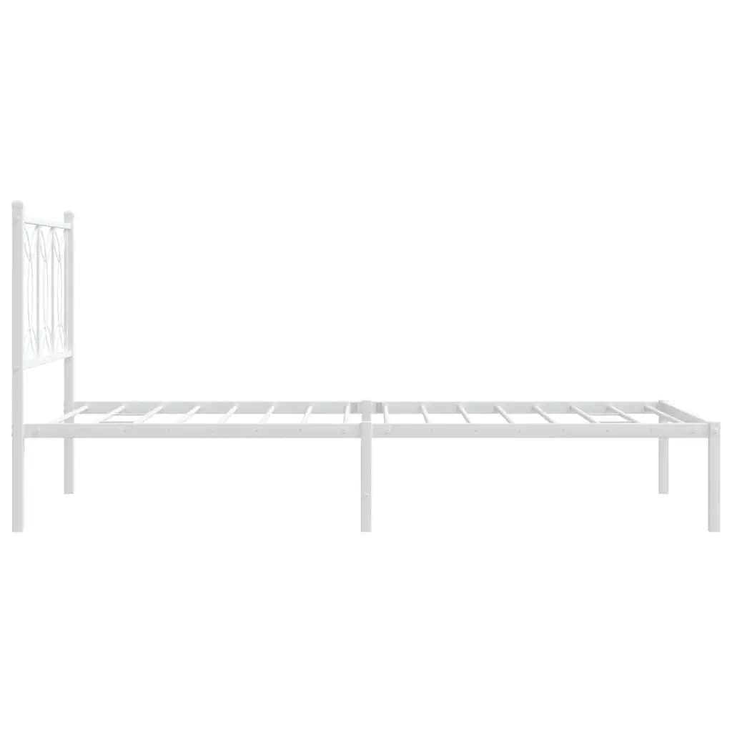 Metal Bed Frame King Single 107x203 cm White Bedroom Headboard Support