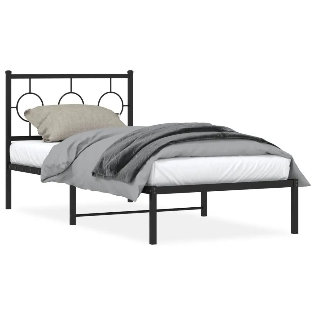 Black Metal Bed Frame with Storage 90x190 cm