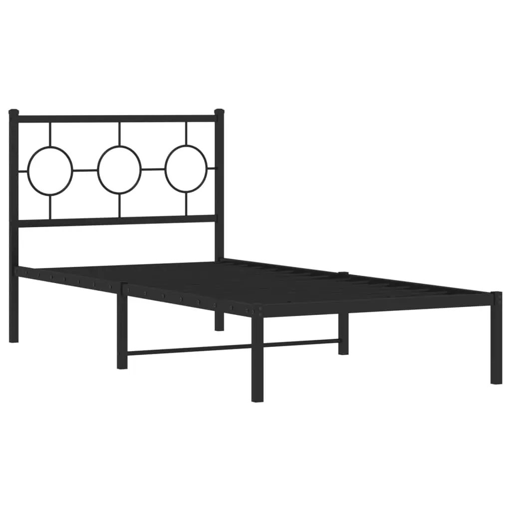 Black Metal Bed Frame with Storage 90x190 cm