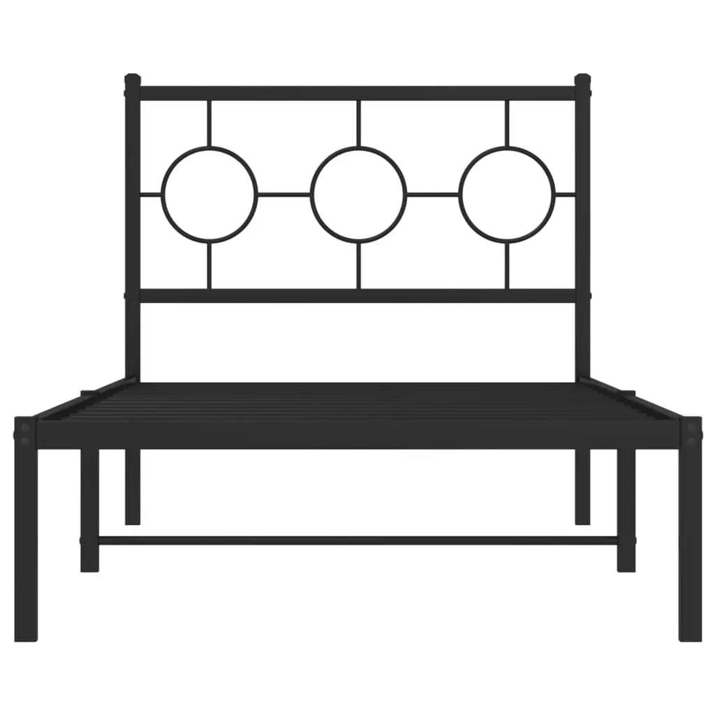 Black Metal Bed Frame with Storage 90x190 cm