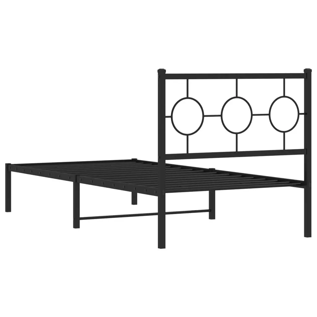 Black Metal Bed Frame with Storage 90x190 cm