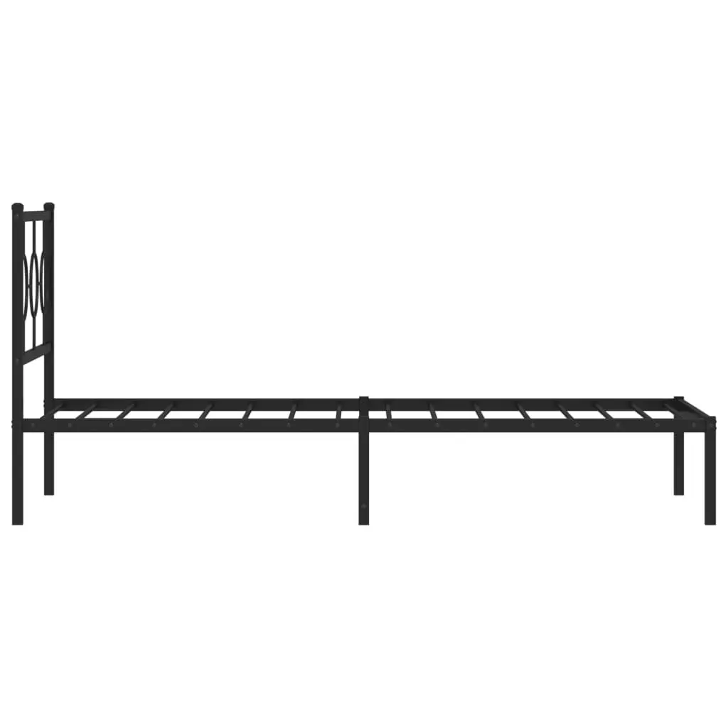Black Metal Bed Frame with Storage 90x190 cm