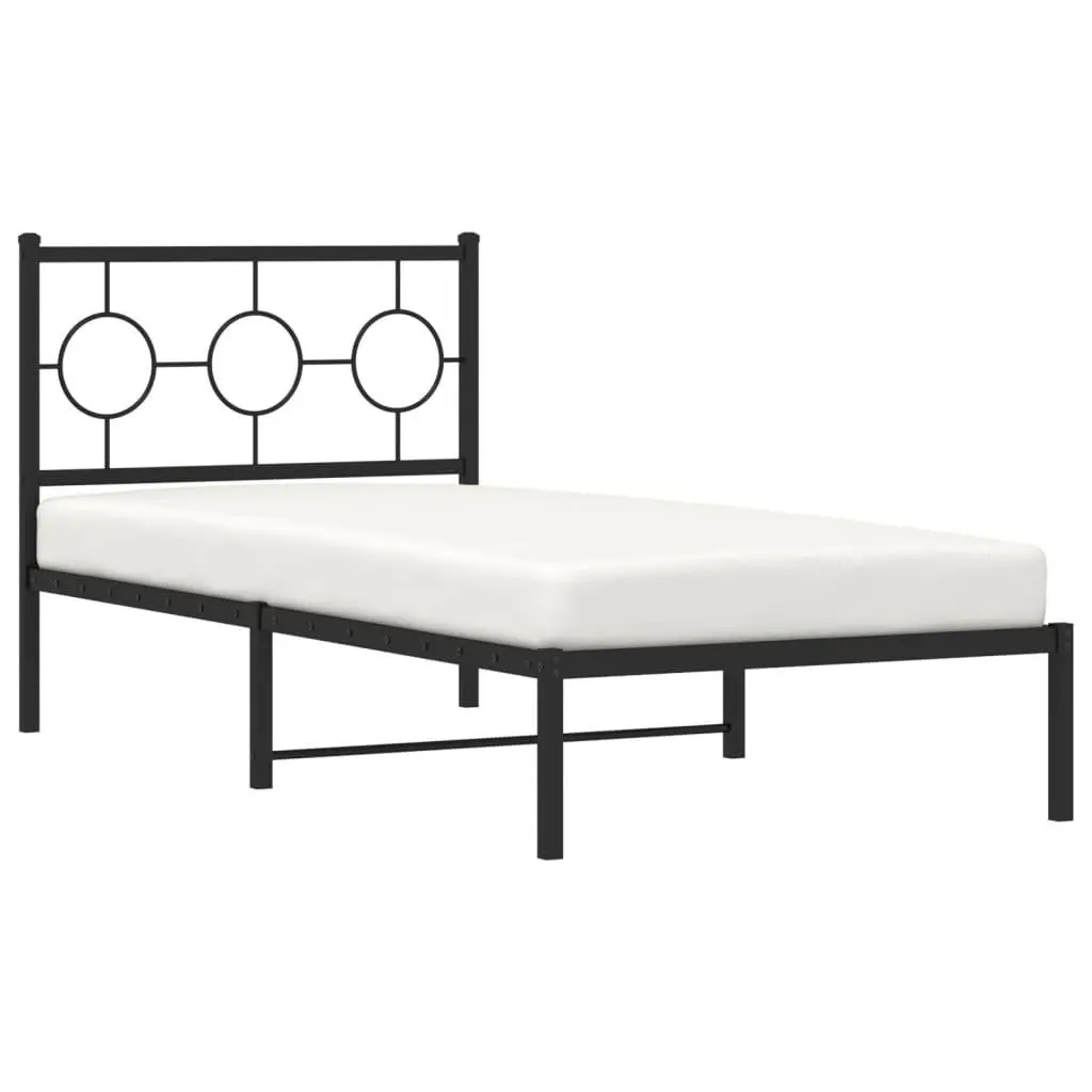 Black Metal Bed Frame with Storage 90x190 cm