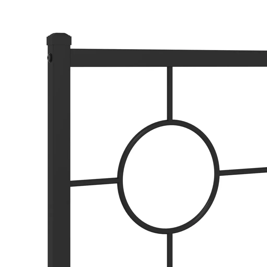 Metal Bed Frame 135x190 cm Headboard Black Slatted Base Bedroom Furniture