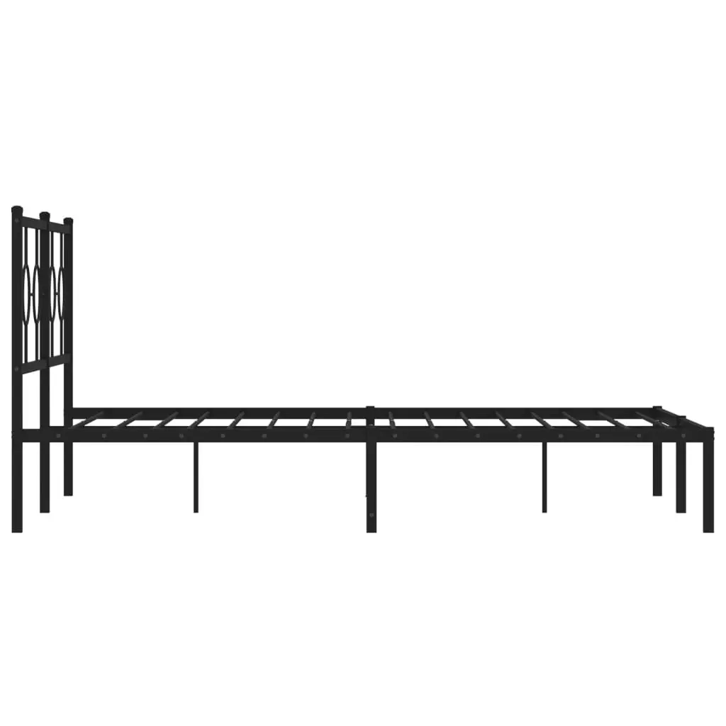 Metal Bed Frame 150x200 cm Black with Headboard for Bedroom Furniture