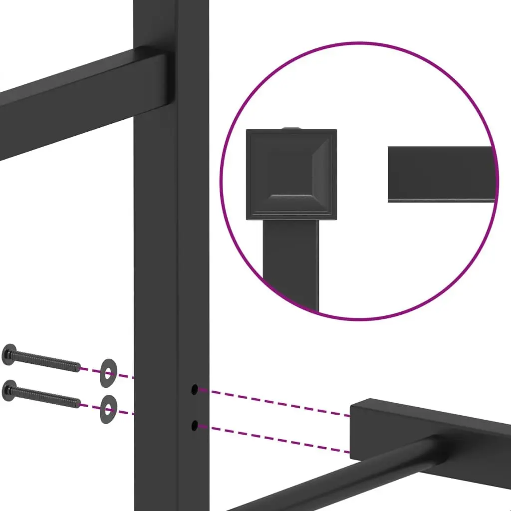 Metal Bed Frame 150x200 cm Black with Headboard for Bedroom Furniture