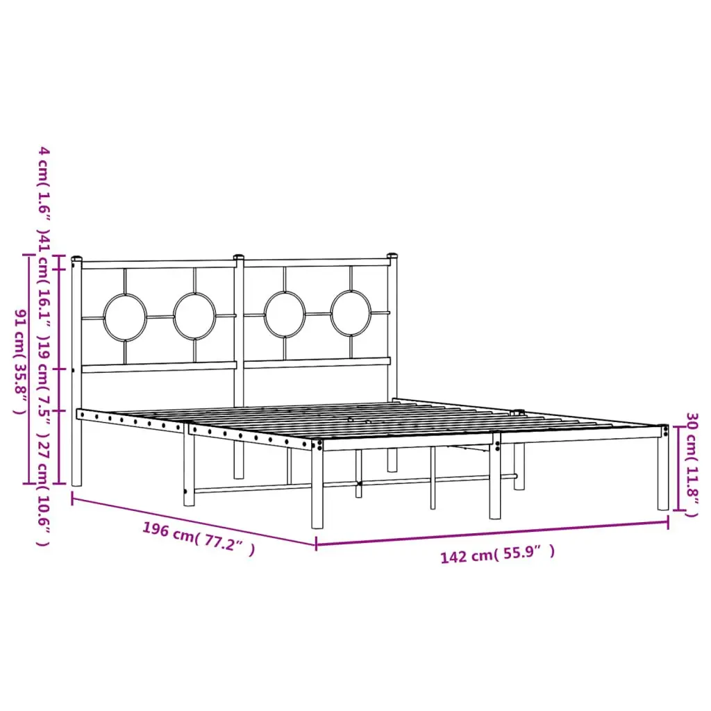 White Metal Bed Frame 135x190 cm