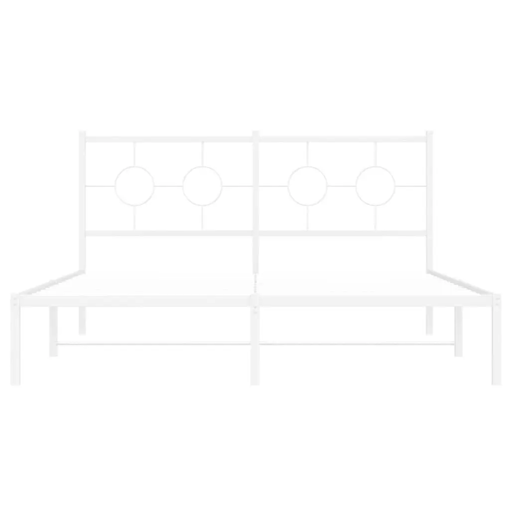 Metal Bed Frame 150x200 cm Headboard Slatted Base White