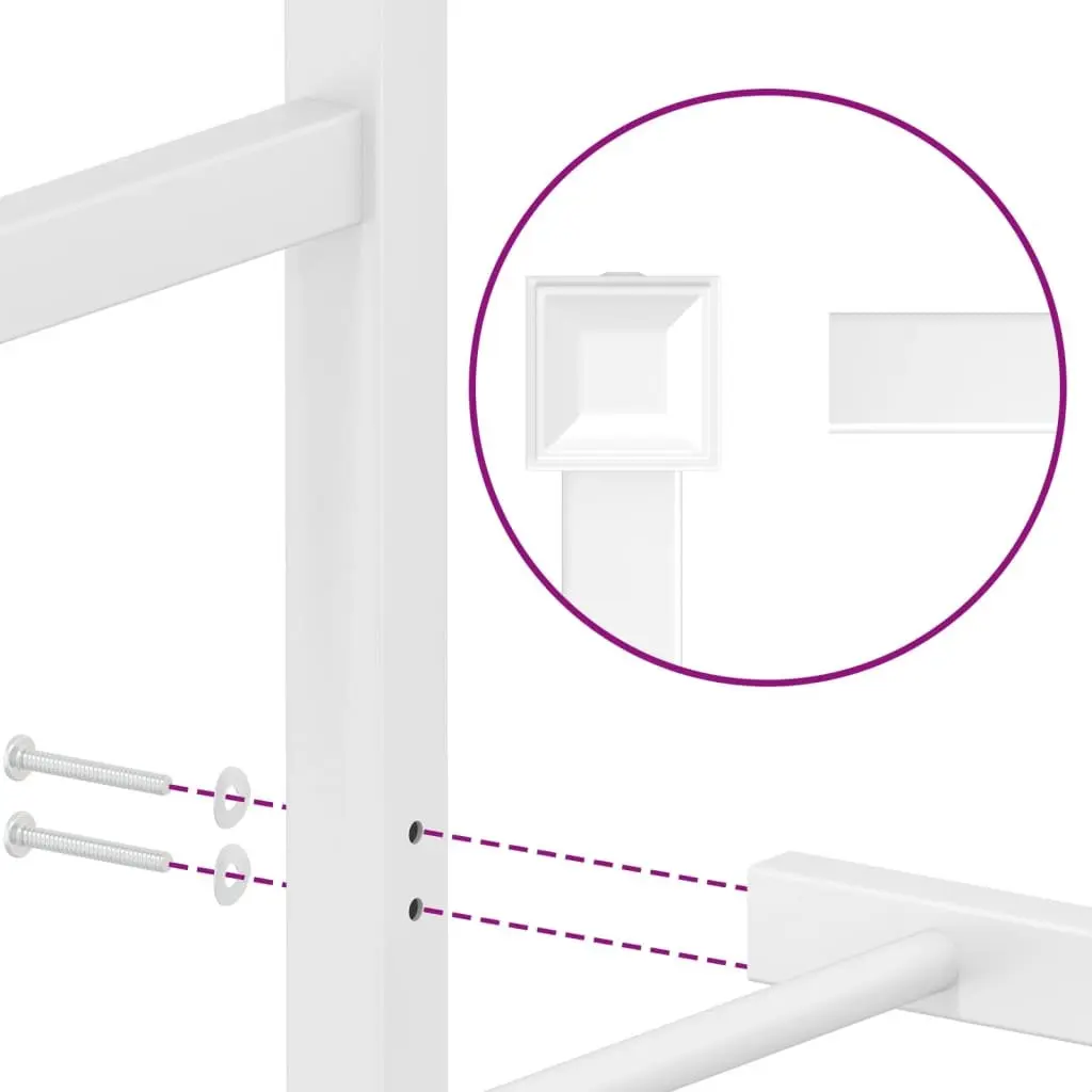 Metal Bed Frame 150x200 cm Headboard Slatted Base White