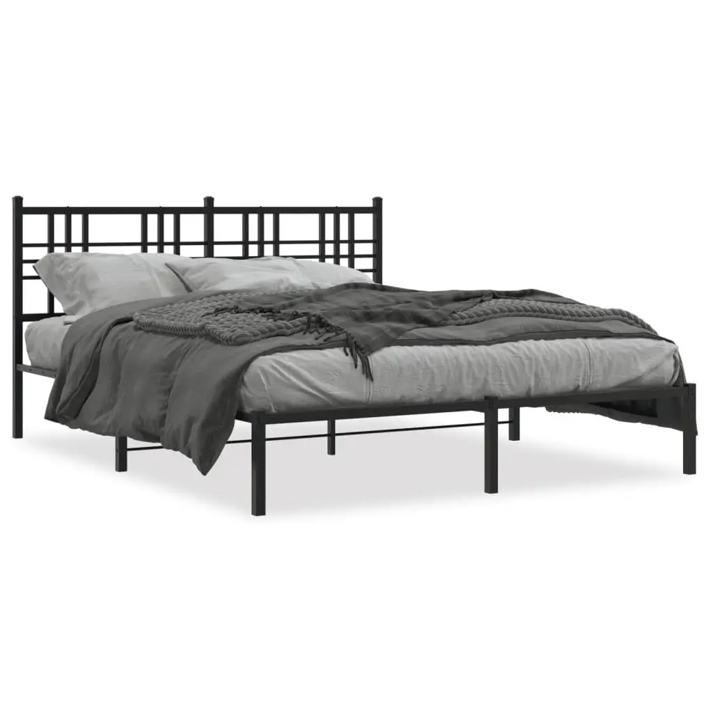 Black Metal Bed Frame with Headboard