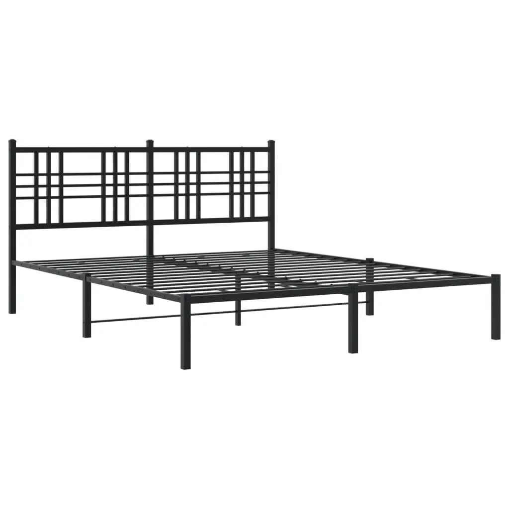 Black Metal Bed Frame with Headboard