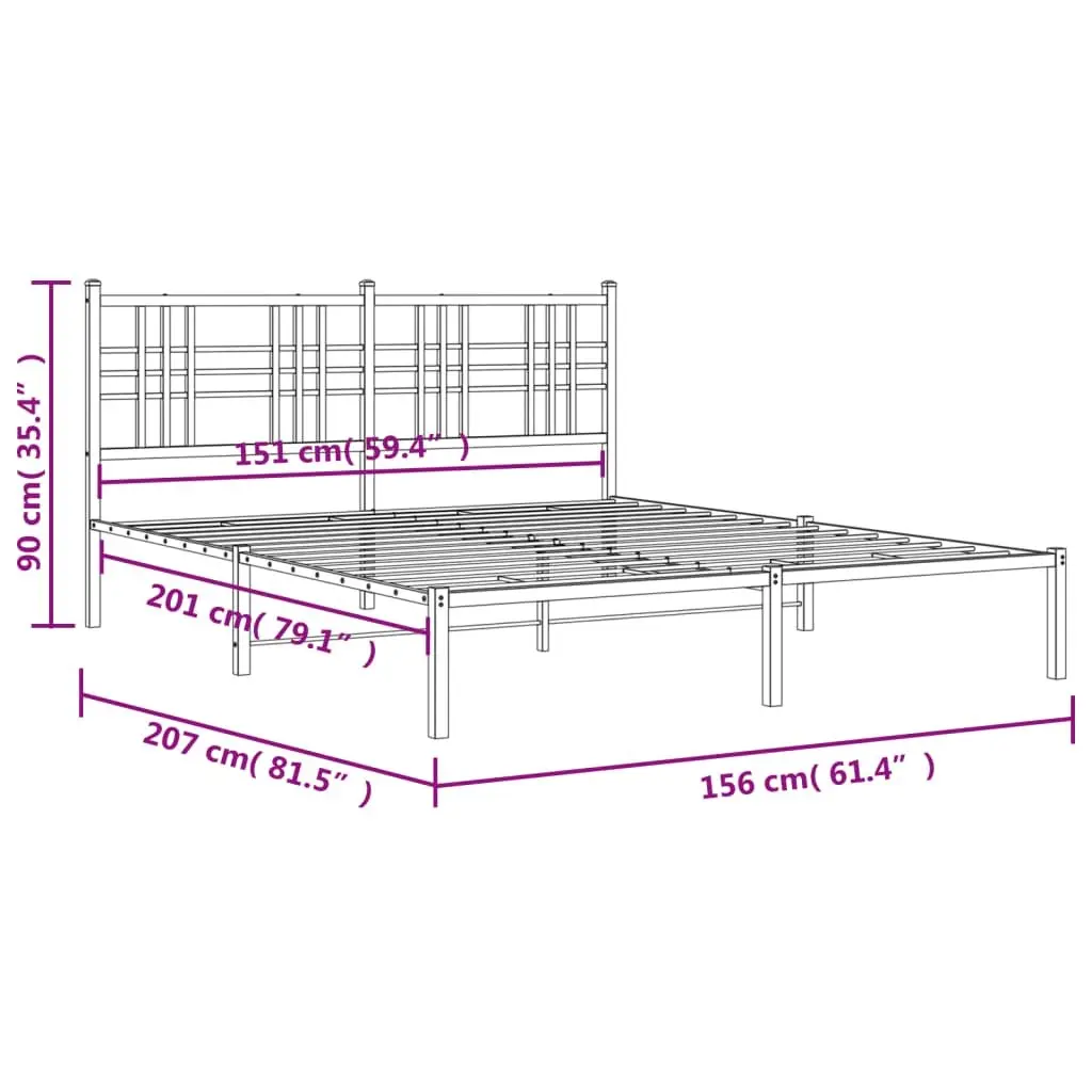 Black Metal Bed Frame with Headboard