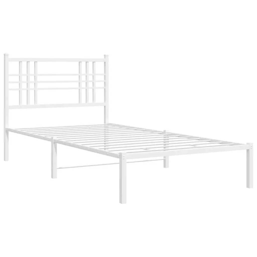 White Metal Bed Frame 90x190 cm with Storage Space