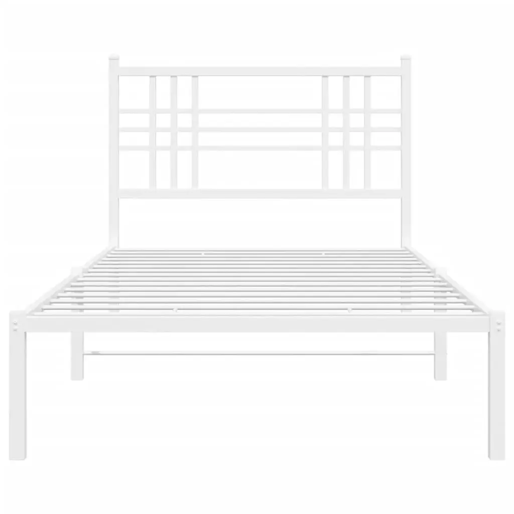 White Metal Bed Frame 90x190 cm with Storage Space