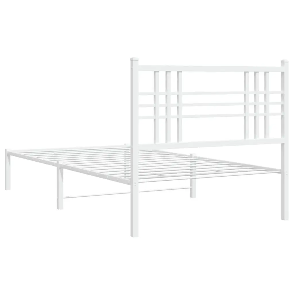 White Metal Bed Frame 90x190 cm with Storage Space