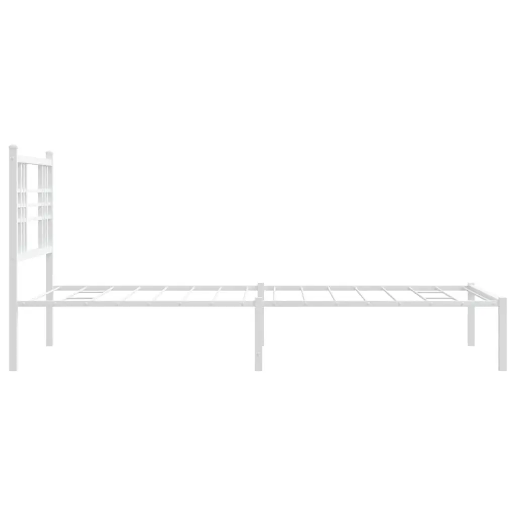 White Metal Bed Frame 90x190 cm with Storage Space