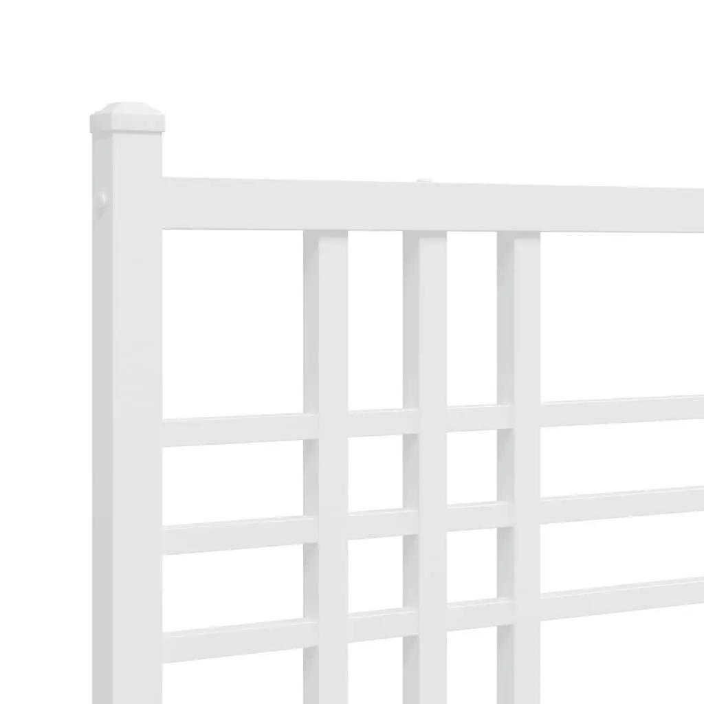 Metal Bed Frame White 150x200 cm Headboard Platform Bedroom Furniture