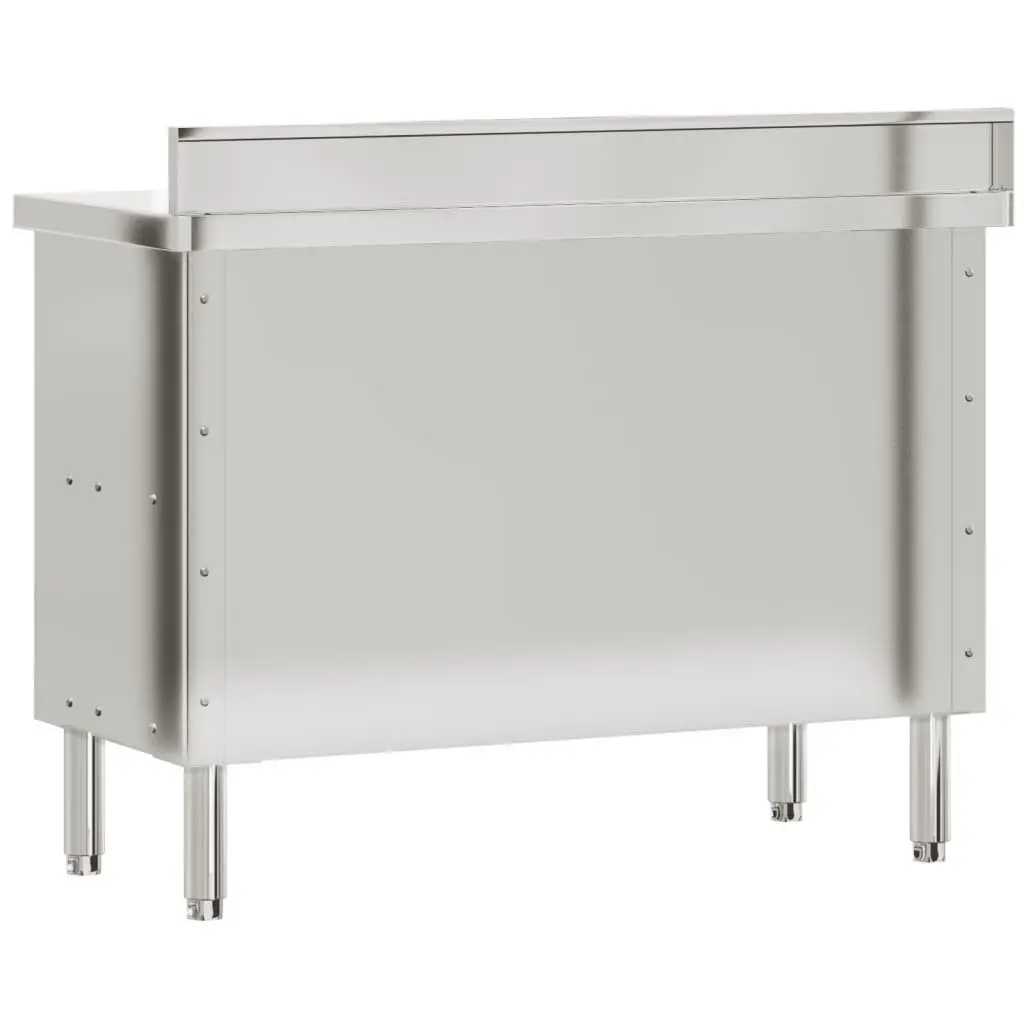Commercial Kitchen Work Table Stainless Steel Sliding Doors Storage Shelf 150cm