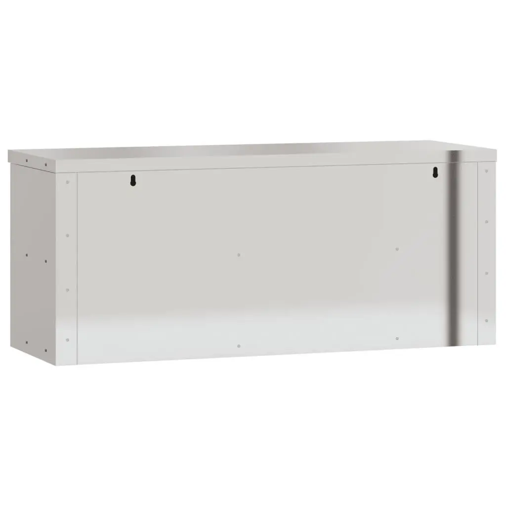 Stainless Steel Kitchen Wall Cabinet Sliding Doors Food Storage Silver