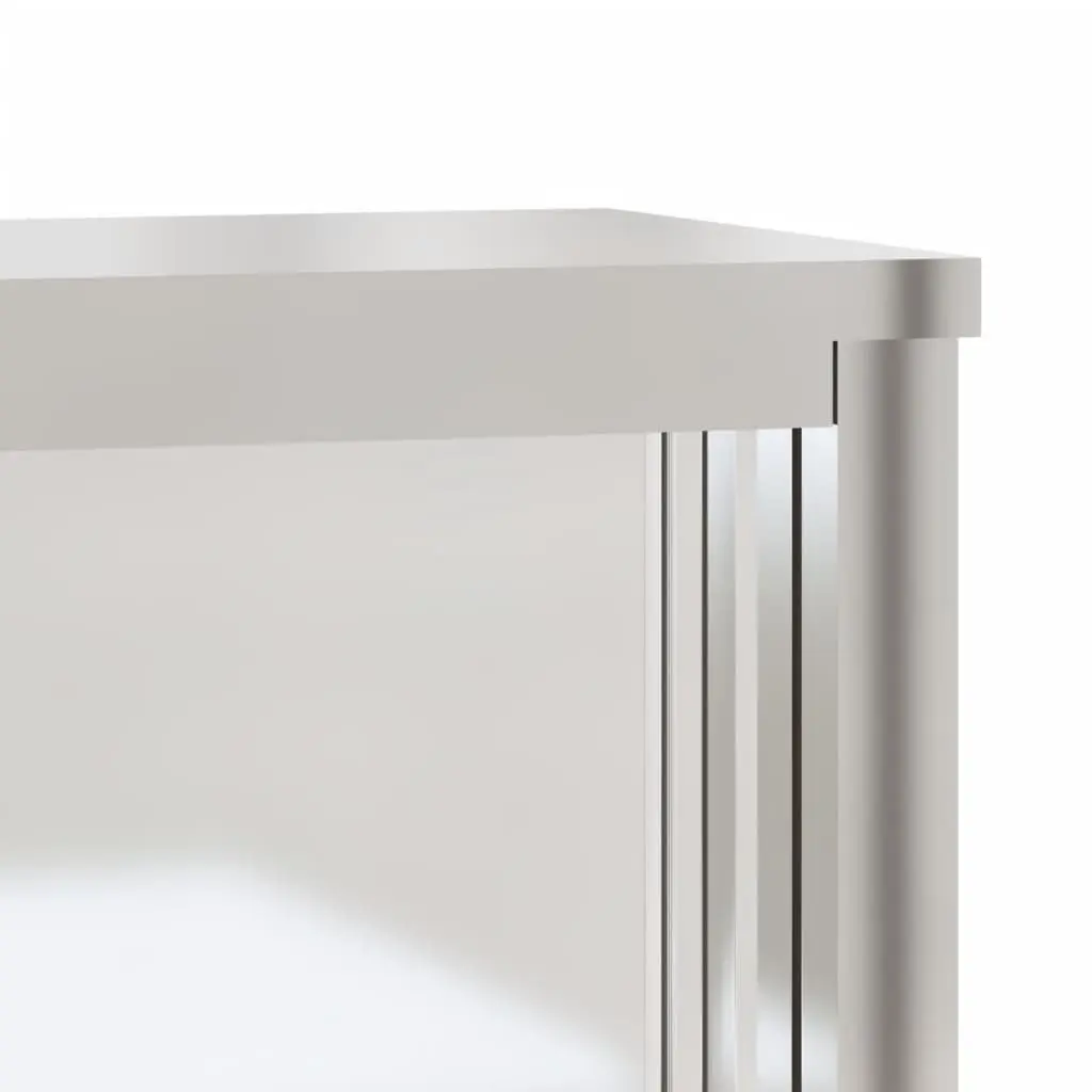 Stainless Steel Kitchen Wall Cabinet Sliding Doors Food Storage Silver