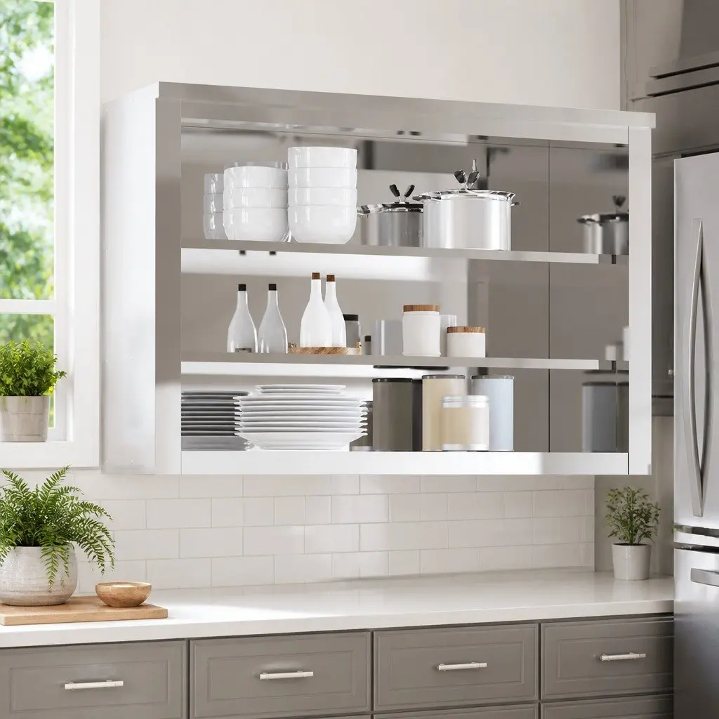 Stainless Steel Kitchen Wall Cabinet for Food Storage Silver