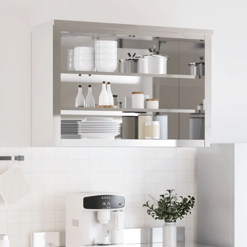 Stainless Steel Kitchen Wall Cabinet for Food Storage Silver