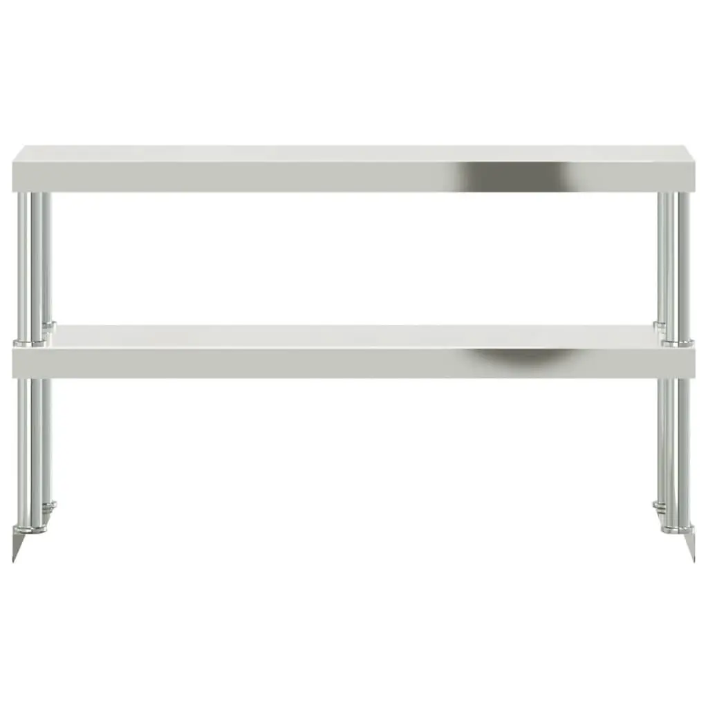 Work Table Overshelf 2-Tier Stainless Steel Kitchen Prep Shelf Rack 110x30x65cm Silver