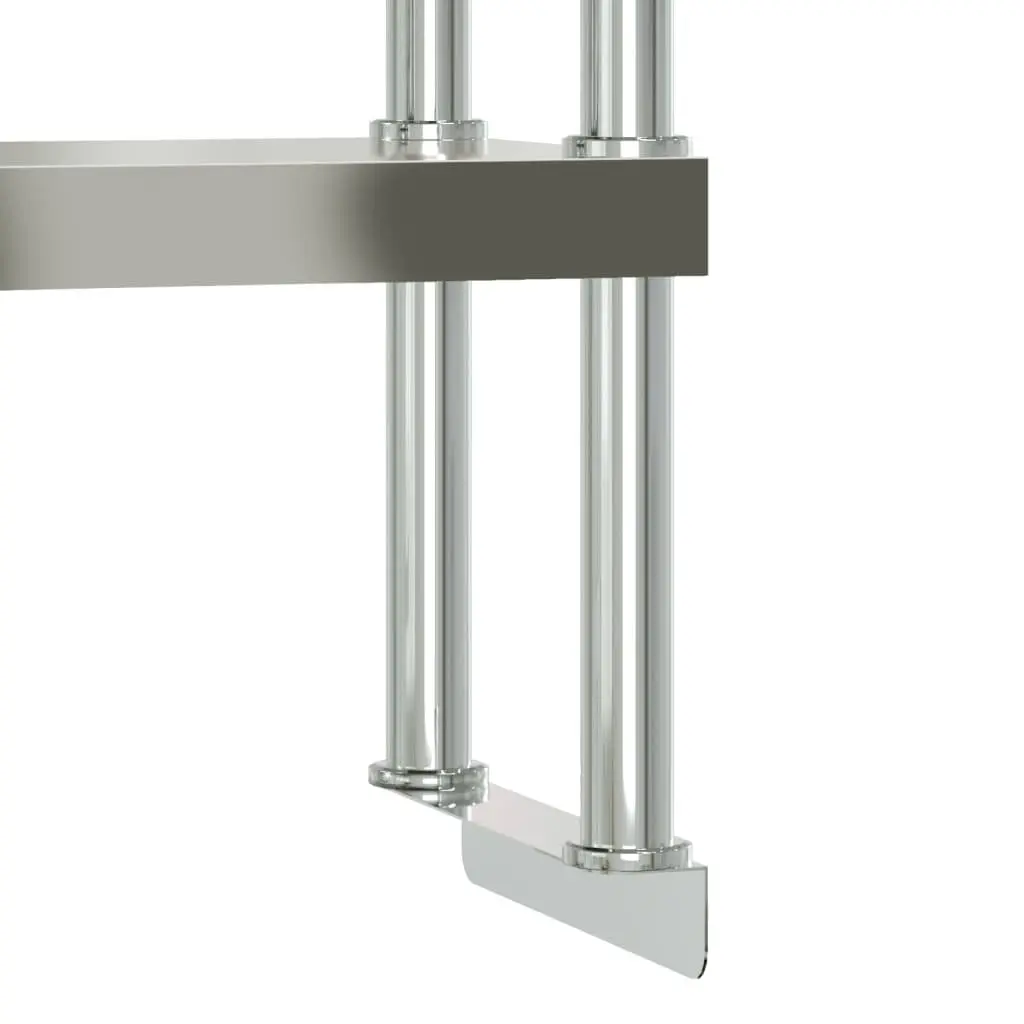 Work Table Overshelf 2-Tier Stainless Steel Kitchen Prep Shelf Rack 110x30x65cm Silver