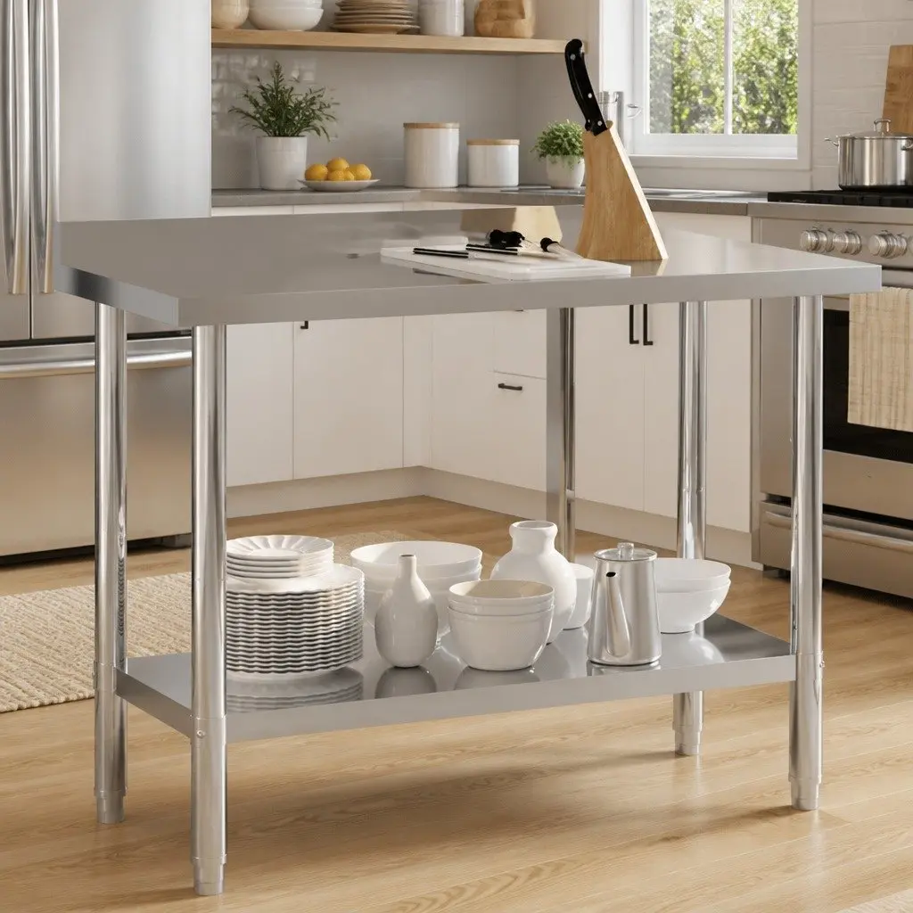 Stainless Steel Kitchen Work Table with Storage