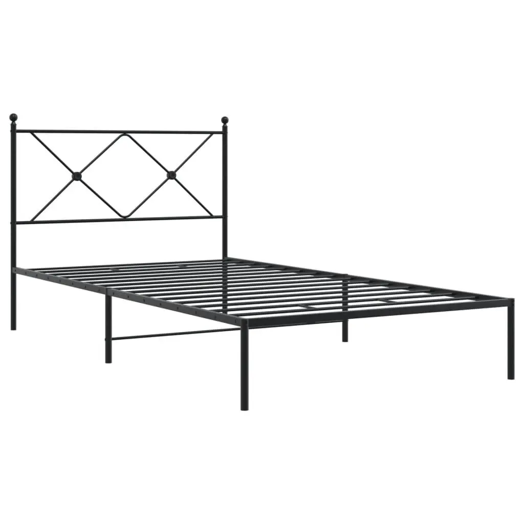 Metal Bed Frame King Single 107x203cm Black Steel Slats