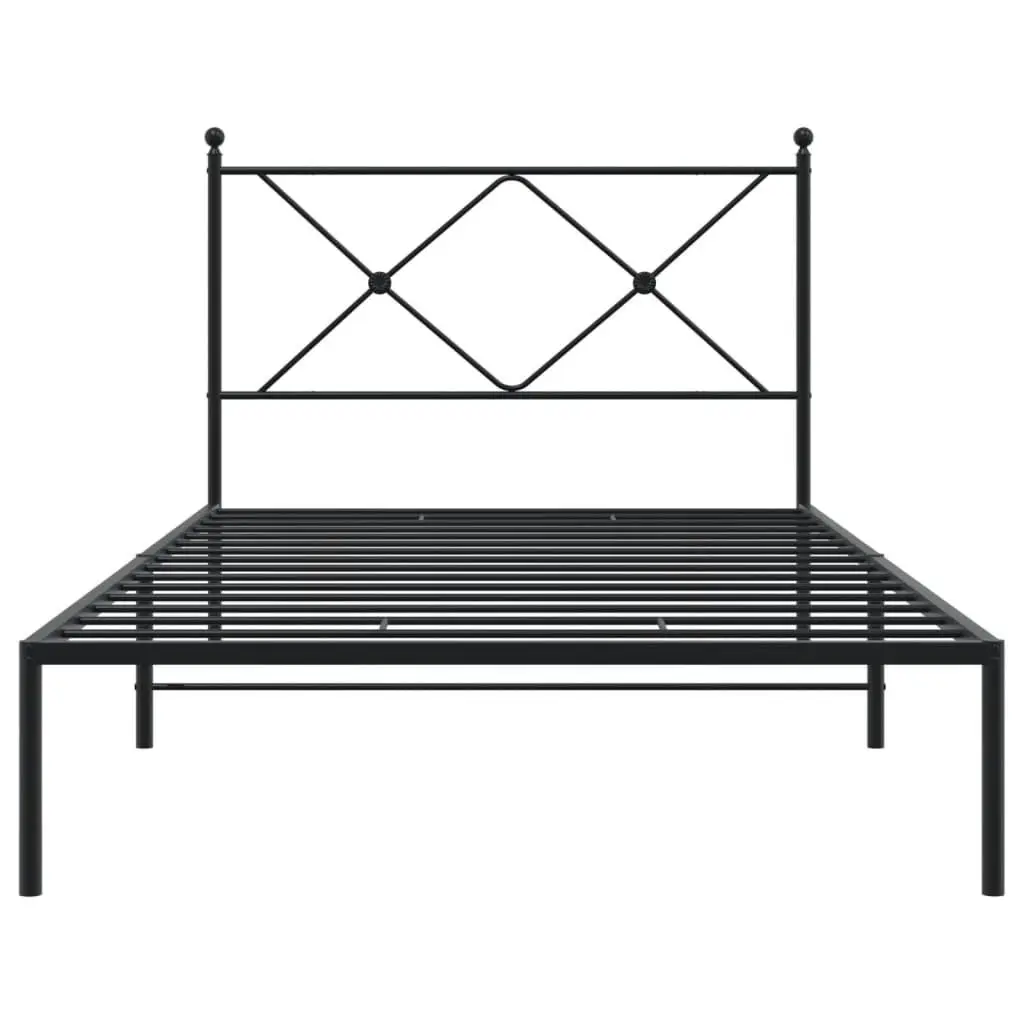 Metal Bed Frame King Single 107x203cm Black Steel Slats