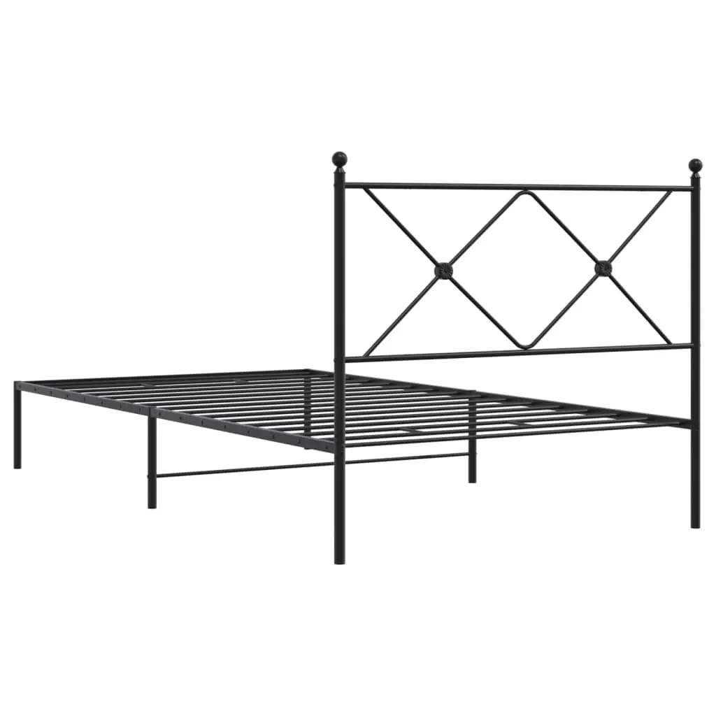 Metal Bed Frame King Single 107x203cm Black Steel Slats