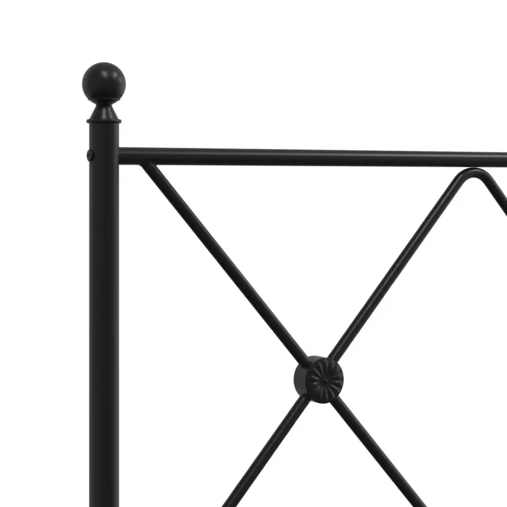 Metal Bed Frame 135x190 cm Black with Headboard
