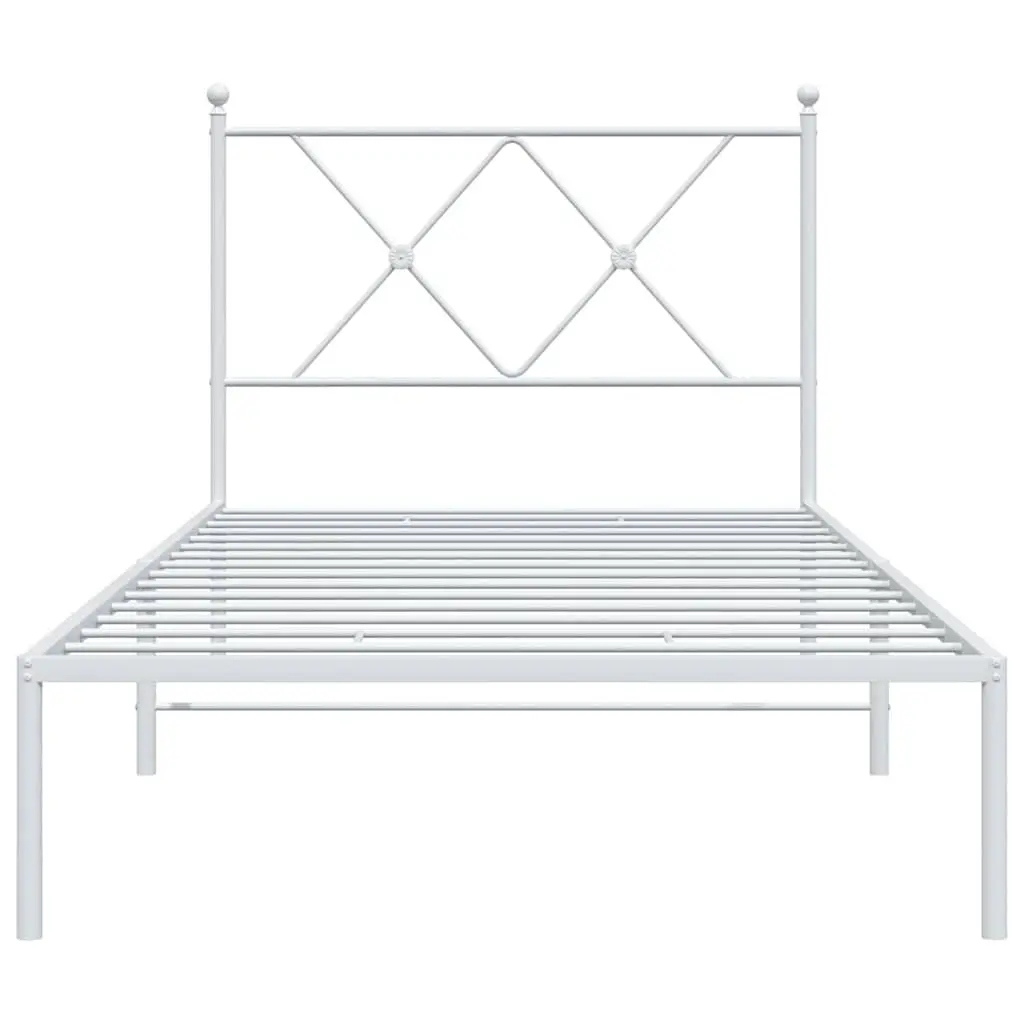 Metal Bed Frame 90x190 cm with Headboard and Storage