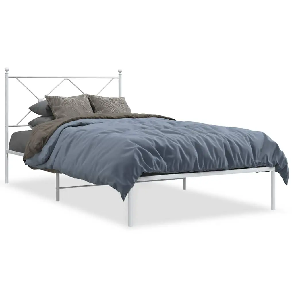 Metal Bed Frame King Single 107x203 cm Headboard White Bedroom Furniture