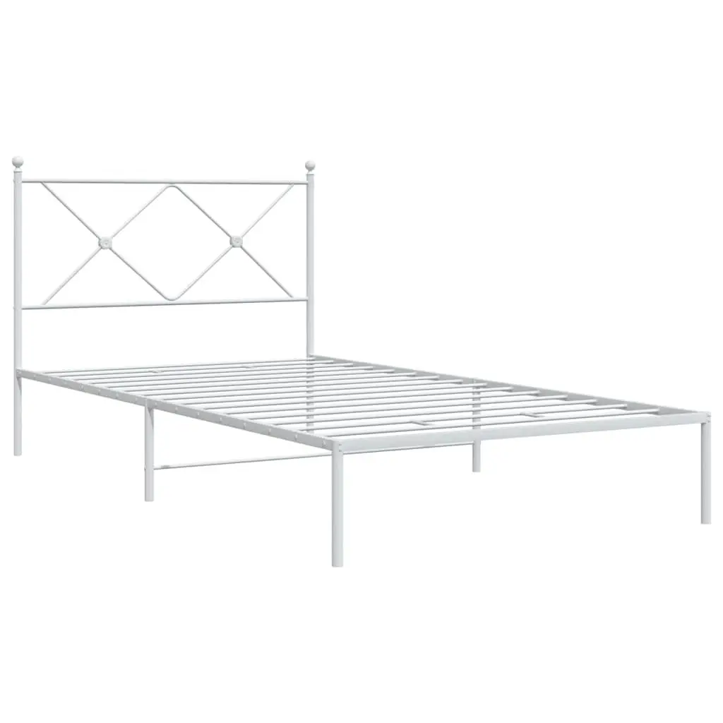 Metal Bed Frame King Single 107x203 cm Headboard White Bedroom Furniture