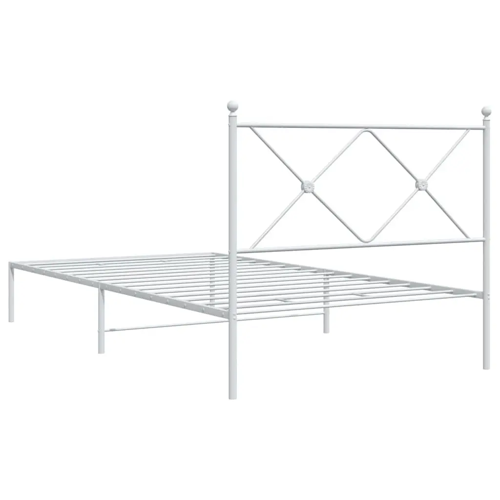Metal Bed Frame King Single 107x203 cm Headboard White Bedroom Furniture